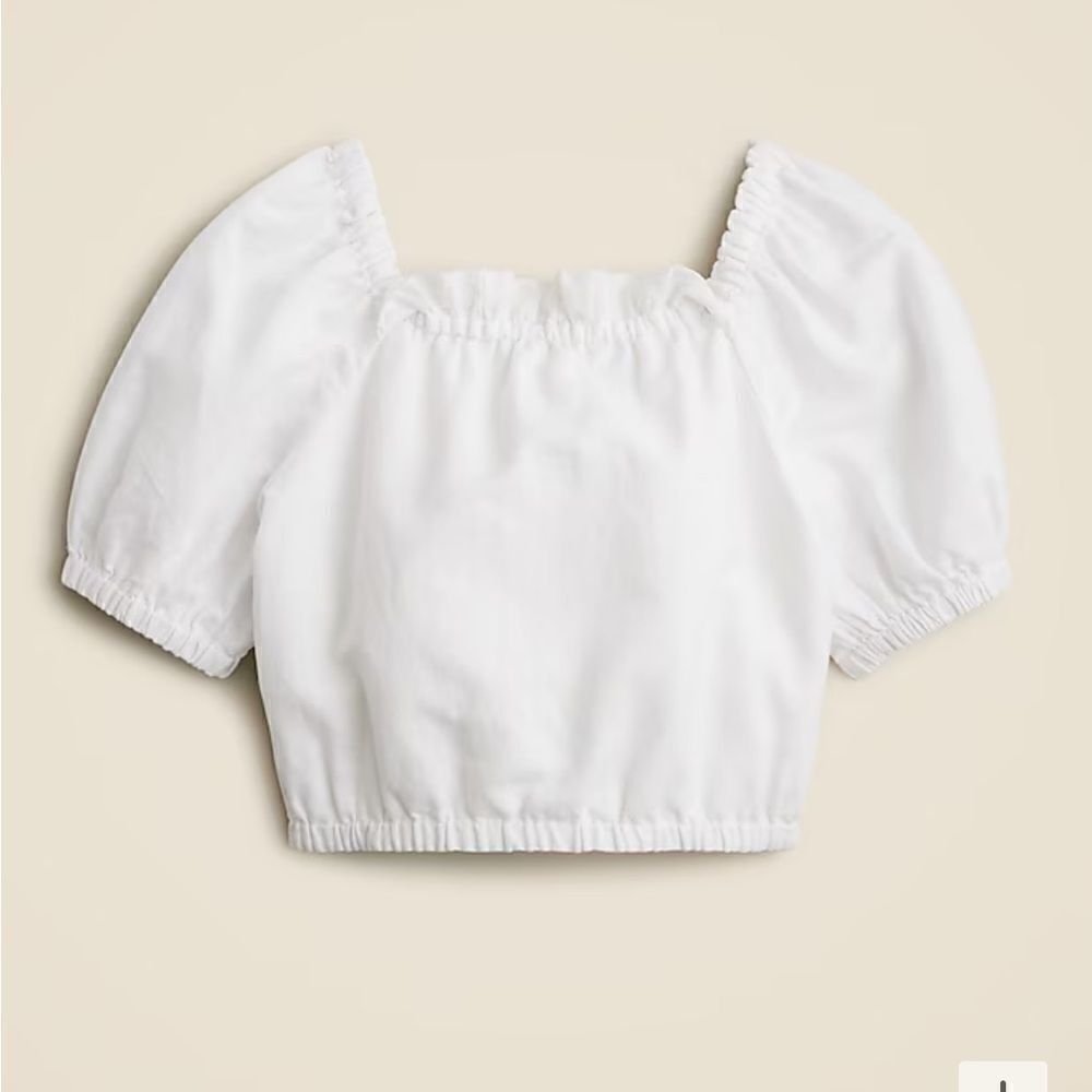 J.Crew Crewcuts Girls' squareneck cropped top in linen-cotton blend